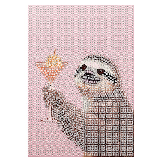 5" x 7" Cocktail Sloth Wood Plank Diamond Art Kit by Make Market®
